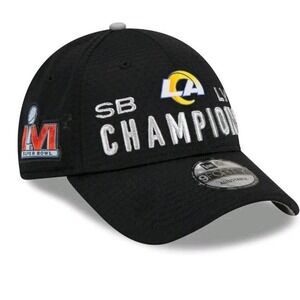 New Era Los Angeles Rams Hat Mens OS Black Super Bowl LVI Champions 9FORTY NFL
